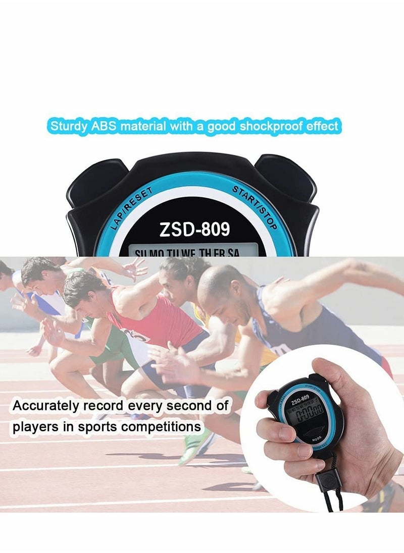 SYOSI 2Pcs Stopwatch Digital Stopwatch Timer with Lanyard Handheld Stop Watches Timer with Alarm Calendar Shockproof Sports Stopwatch for Coach Referee Swimming Running  - Image 4