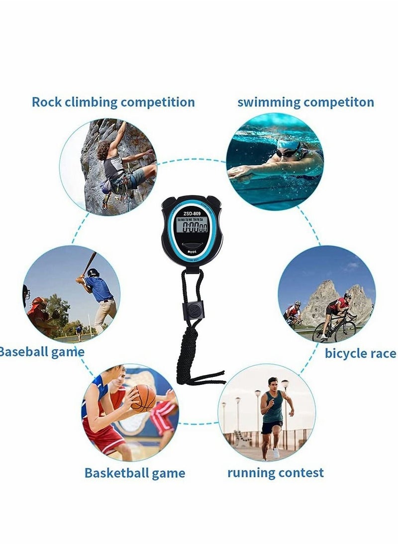 SYOSI - 2Pcs Stopwatch Digital Stopwatch Timer with Lanyard Handheld Stop Watches Timer with Alarm Calendar Shockproof Sports Stopwatch for Coach Referee Swimming Running - Image 1