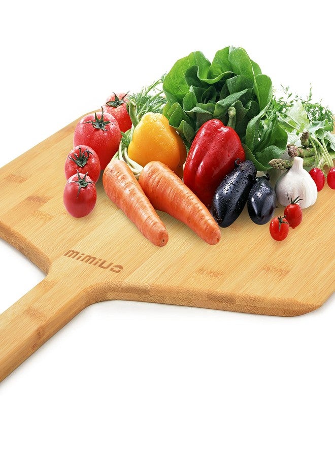 Mimiuo Natural Bamboo Pizza Peel - 12 Inch Wooden Pizza Spatula for Baking Homemade Pizza Bread and Cutting Fruit Vegs - Image 4