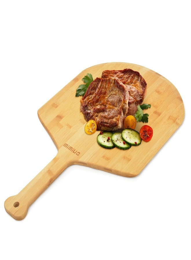 Mimiuo Natural Bamboo Pizza Peel - 12 Inch Wooden Pizza Spatula for Baking Homemade Pizza Bread and Cutting Fruit Vegs - Image 5