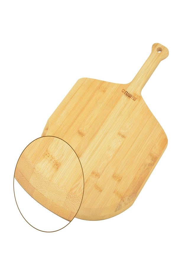 Mimiuo Natural Bamboo Pizza Peel - 12 Inch Wooden Pizza Spatula for Baking Homemade Pizza Bread and Cutting Fruit Vegs - Image 2