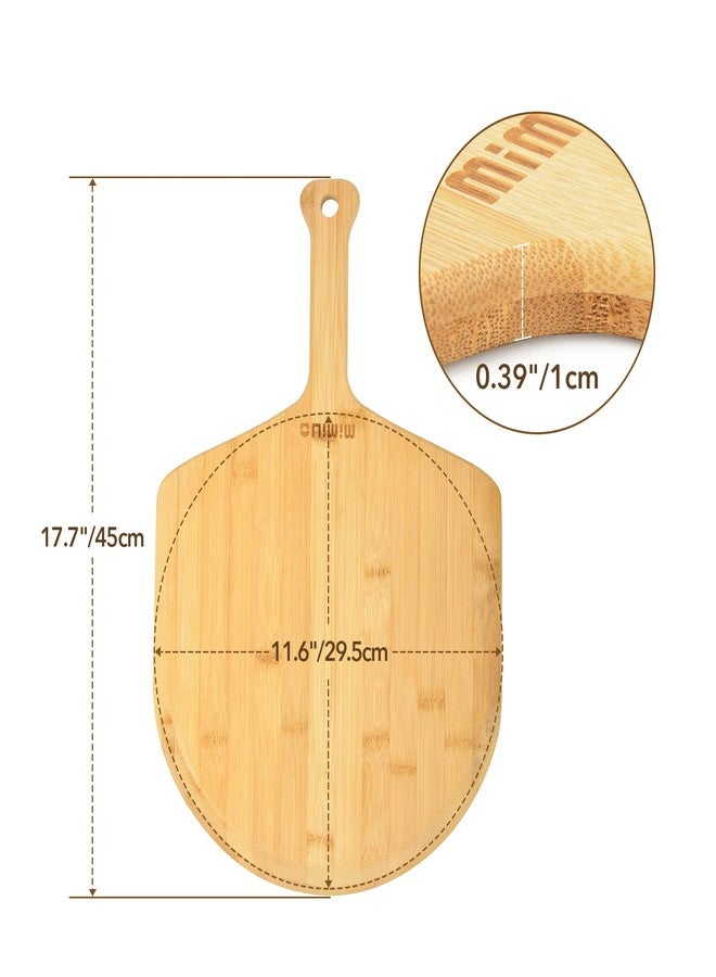 Mimiuo Natural Bamboo Pizza Peel - 12 Inch Wooden Pizza Spatula for Baking Homemade Pizza Bread and Cutting Fruit Vegs - Image 3