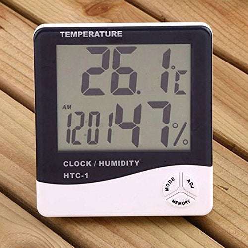 MCP Digital Room Thermometer for Temperature & Humidity with Alarm Clock, Wall Mount or Table Top (HTC-1) - Image 4