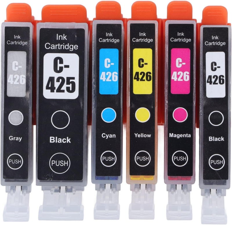 High Efficiency Ink Cartridge Set Compatible with PIXMA Printers 6 Colors BK C M Y GY - Image 1