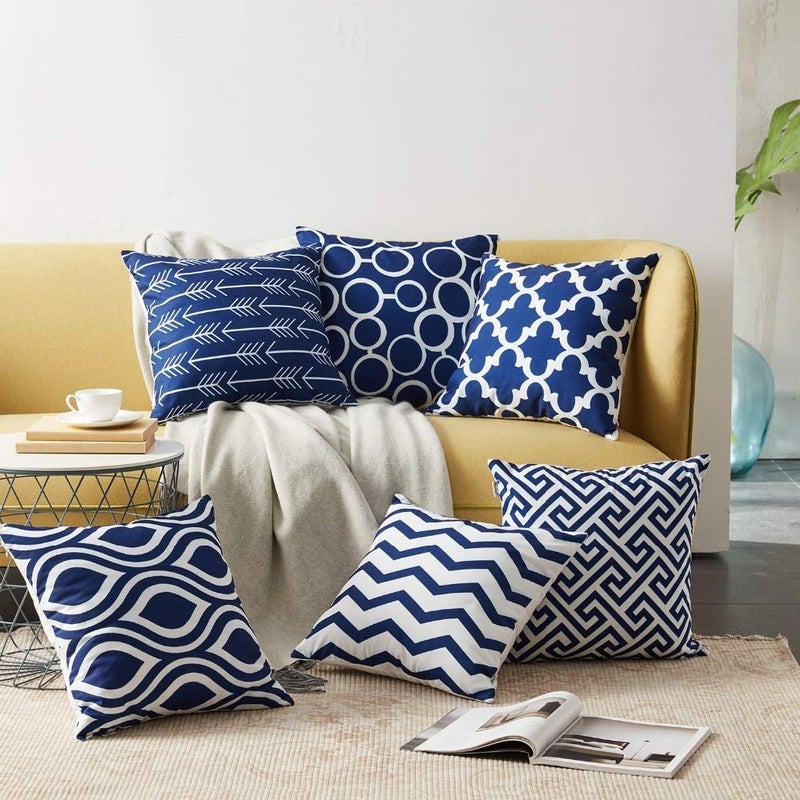 AEROHAVEN Satin 150 TC Cushion Cover, 24 x 24 Inch, Blue, 6 Pieces - Image 5