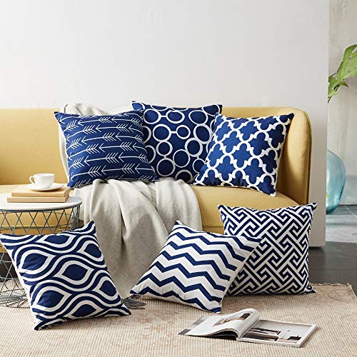 AEROHAVEN Satin 150 TC Cushion Cover, 24 x 24 Inch, Blue, 6 Pieces - Image 1