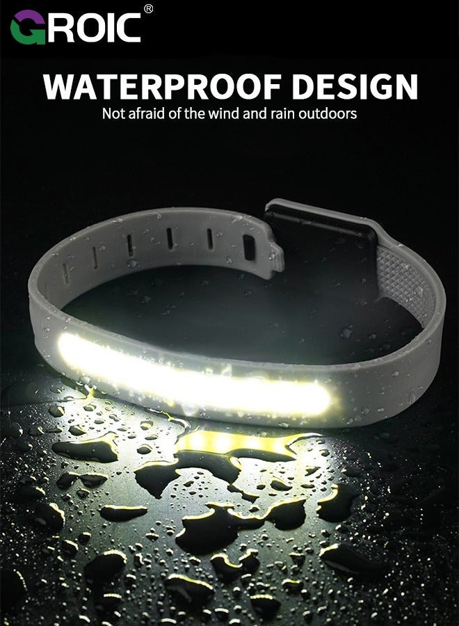 جرويك قطعتان من مصابيح LED لحزام الذراع للعدائين، معدات جري عاكسة قابلة لإعادة الشحن عبر USB، شريط إضاءة أمان ليلي عالي الوضوح للجري والركض وركوب الدراجات والمشي لمسافات طويلة في الليل - Image 4