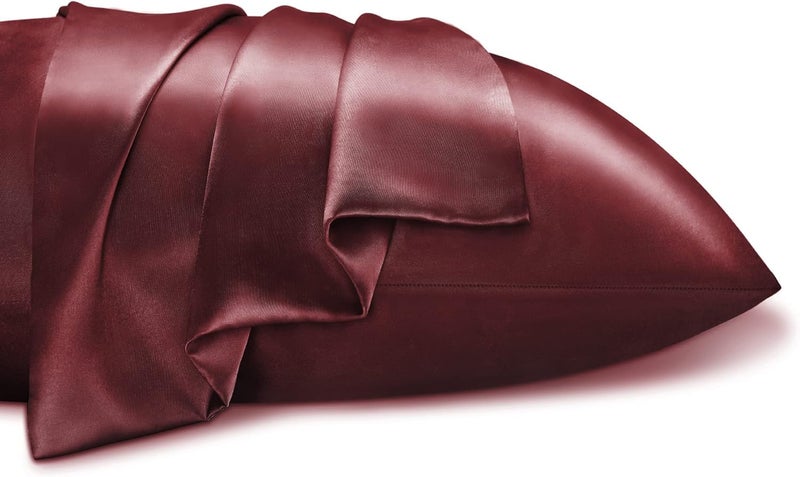 Go well Satin Silk Pillow Covers Pack of 2 for Hair and Skin-with Satin Scrunchies for Women Stylish|Satin Pillow Cover for Hair and Skin|scrunchies for Women 3-Piece|Silk Pillow case(Maroon) 600TC - Image 4