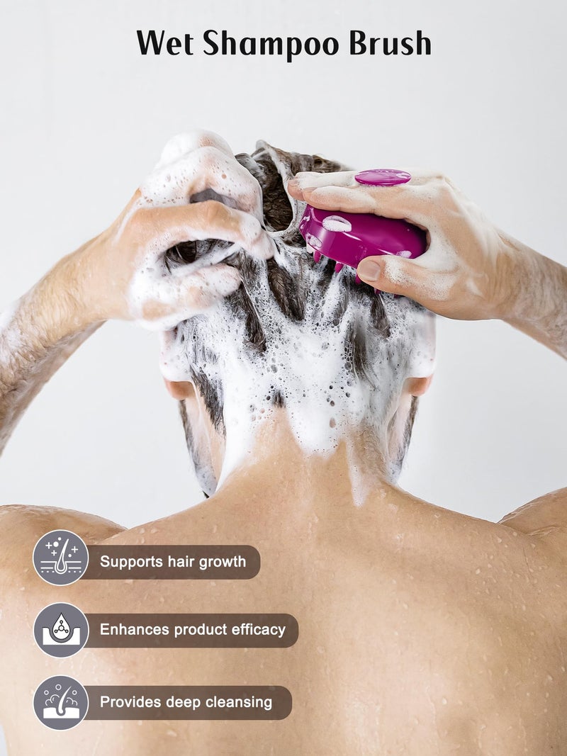 HEETA Hair Scalp Massager Shampoo Brush 2 Pack, Soft Silicone Bristles to Remove Dandruff, Waterproof Hair Scrubber for Both Wet Dry Use, Suitable for Men & Women (Black & Purple) - Image 4