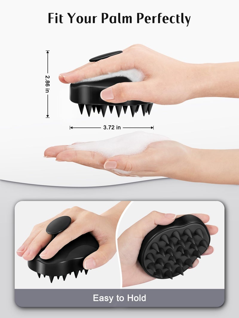 HEETA Hair Scalp Massager Shampoo Brush 2 Pack, Soft Silicone Bristles to Remove Dandruff, Waterproof Hair Scrubber for Both Wet Dry Use, Suitable for Men & Women (Black & Purple) - Image 2