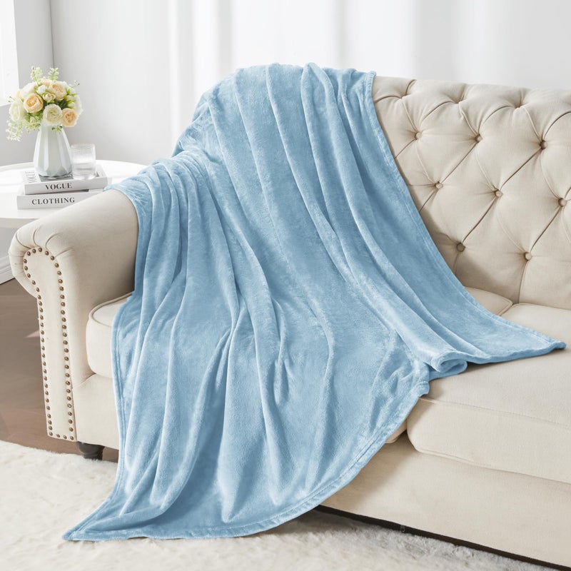 بيديليت بطانية صوف بيدليت بطانية مغسولة رمي الأزرق للأريكة والسرير 300GSM الفاخرة بطانية غامضة دافئة 50 "× 60" - Image 5