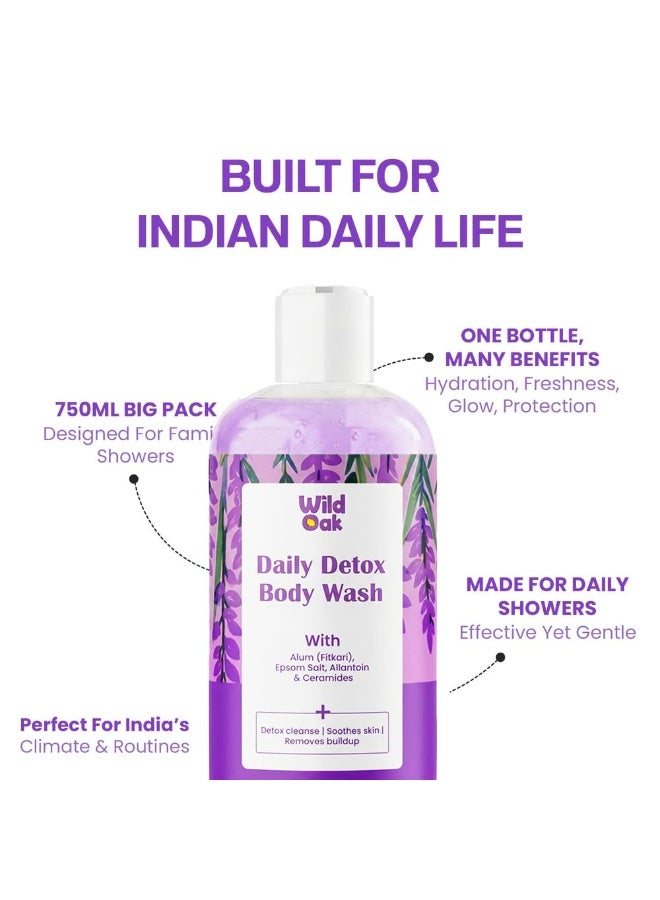 WILD OAK WildOak Fitkari & Epsom Salt Body Wash | Added Hyaluronic Acid, Probiotics & Ceramides | Shower Gel for Daily Detox, Muscle Fatigue Relaxation, Muscle Soreness & Odor Control | 300ml - Image 3