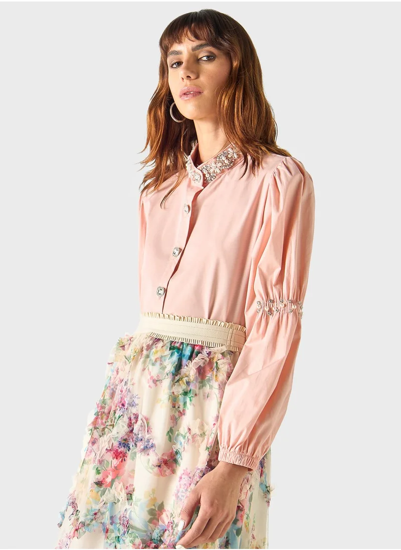 تواكستريمز Embellished Button Down Shirt