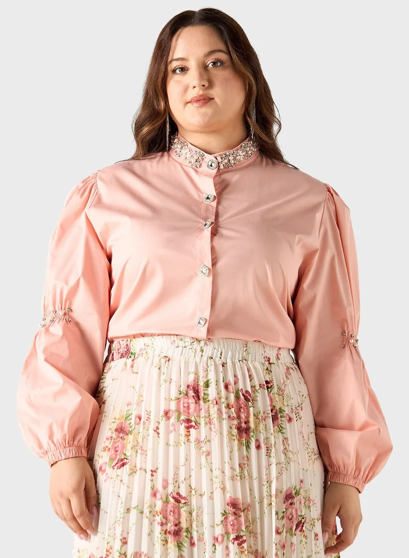 تواكستريمز Embellished Button Down Shirt
