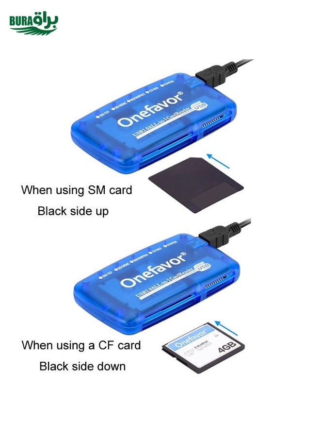 BURAQ - Onefavor All-In-One Card Reader Support SM / XD / SD / MMC / MS / CF Card, Model: Card Reader+8 Pin Adaptor - Image 1