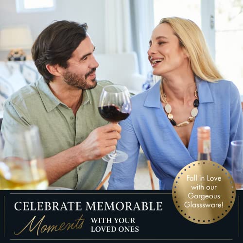 ELIXIR GLASSWARE Red Wine Glasses - Extra Large Crystal Wine Glasses 4 Set, Hand Blown - Long Stem Giant Wine Glass Set of 4 - Coupe a Vin - Wedding, Anniversary - 22 oz, Clear - Image 2