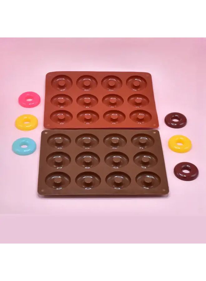 Dark Red Silicone Donut Mold 12 Cavity Food Grade Baking Tool For Desserts Breads BBQ Outdoor Cooking - Image 1