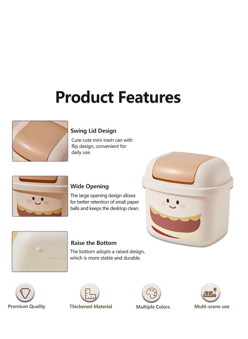 Generic Mini Trash Can with Lid Removable Small Garbage Can Tiny Plastic Trash Bin Swing Lid Countertop Wastebasket Counter Garbage Lint Bin for Bathroom Office Kitchen Desk Coffee Table Vanity Top  - Image 5