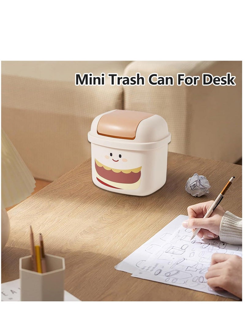 Generic Mini Trash Can with Lid Removable Small Garbage Can Tiny Plastic Trash Bin Swing Lid Countertop Wastebasket Counter Garbage Lint Bin for Bathroom Office Kitchen Desk Coffee Table Vanity Top  - Image 3