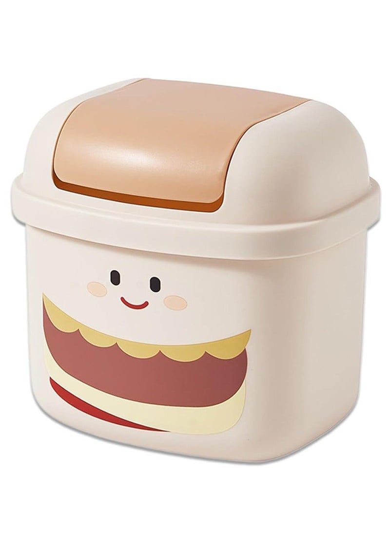 Generic Mini Trash Can with Lid Removable Small Garbage Can Tiny Plastic Trash Bin Swing Lid Countertop Wastebasket Counter Garbage Lint Bin for Bathroom Office Kitchen Desk Coffee Table Vanity Top  - Image 1