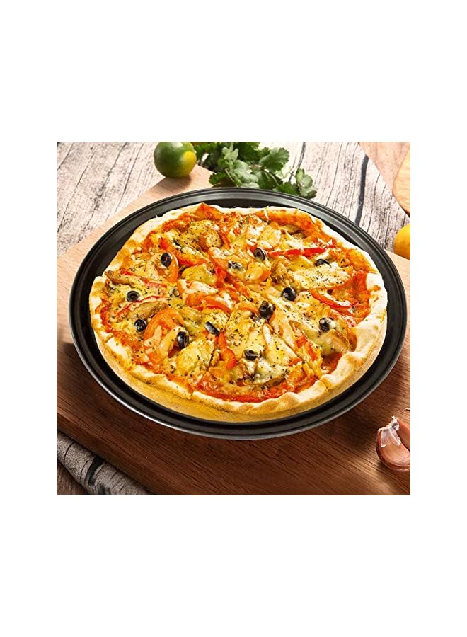 PROMASS صينية خبز البيتزا غير لاصقة من الفولاذ الكربوني - طبق بيتزا - حامل أطباق - أدوات الخبز المنزلية - حجم 32 سم - Image 5