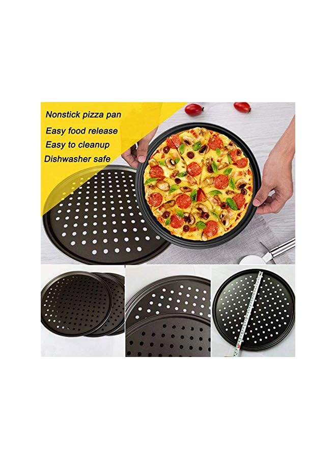 PROMASS صينية خبز البيتزا غير لاصقة من الفولاذ الكربوني - طبق بيتزا - حامل أطباق - أدوات الخبز المنزلية - حجم 32 سم - Image 3