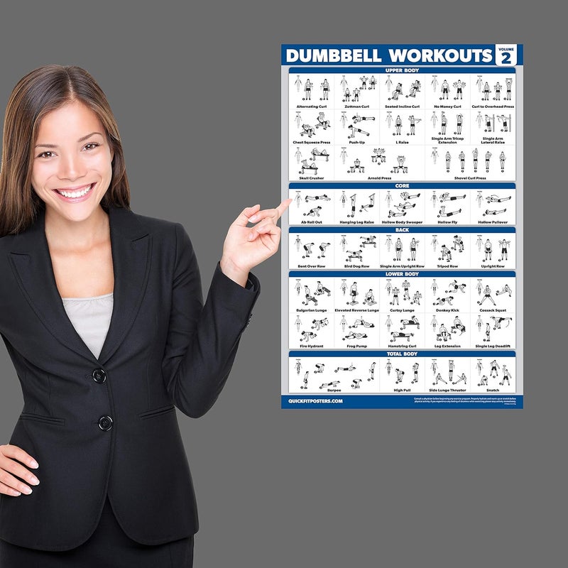 Palace Learning QuickFit 2 Pack Dumbbell Workout Exercise Poster - Volume 1 & 2 - LAMINATED 18" x 24" - Image 5