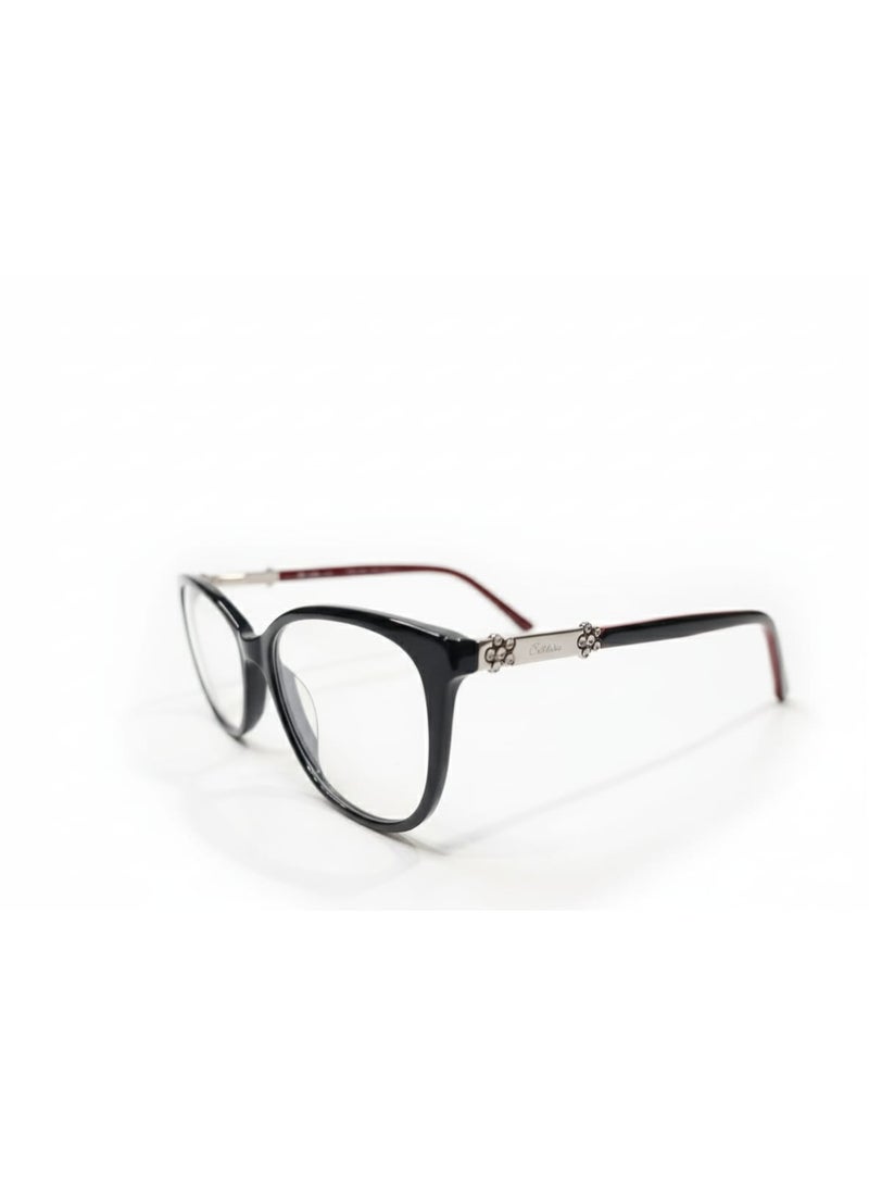 Eye wear frames for ladies in black and red and chrome color with simple and elegant design