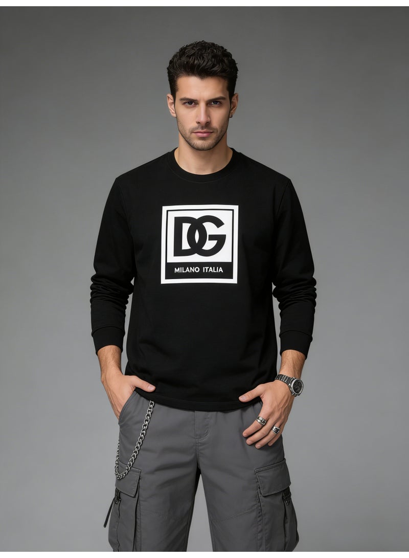 D&G Dolce&Gabbana Black Long Sleeve Shirt - Oversized DG Logo Pattern Top, Suitable for Luxury Neutral Casual Style - Image 5