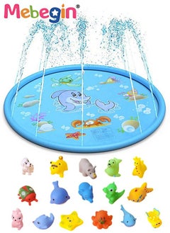 MEBEGIN Inflatable Splash Pad, Kiddie Pool with Colorful Animal Patterns, Thickened Anti-slip Sprinkler Pad for Kids and Pets, Adjustable Water Spray Height, Easy to Transport and Store, Perfect for Playing in Garden, Backyard, Water Party and Outdoor Beach Games, 100*100cm  - Image 2