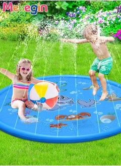 MEBEGIN Inflatable Splash Pad, Kiddie Pool with Colorful Animal Patterns, Thickened Anti-slip Sprinkler Pad for Kids and Pets, Adjustable Water Spray Height, Easy to Transport and Store, Perfect for Playing in Garden, Backyard, Water Party and Outdoor Beach Games, 100*100cm  - Image 4