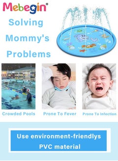MEBEGIN Inflatable Splash Pad, Kiddie Pool with Colorful Animal Patterns, Thickened Anti-slip Sprinkler Pad for Kids and Pets, Adjustable Water Spray Height, Easy to Transport and Store, Perfect for Playing in Garden, Backyard, Water Party and Outdoor Beach Games, 100*100cm  - Image 5