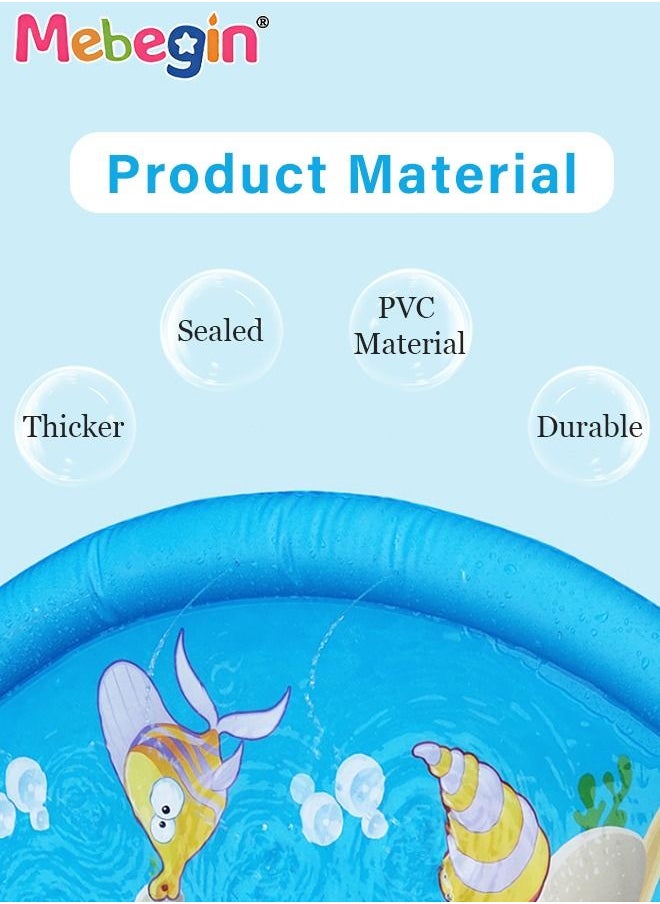 MEBEGIN - Inflatable Splash Pad, Kiddie Pool with Colorful Animal Patterns, Thickened Anti-slip Sprinkler Pad for Kids and Pets, Adjustable Water Spray Height, Easy to Transport and Store, Perfect for Playing in Garden, Backyard, Water Party and Outdoor Beach Games, 100*100cm - Image 1