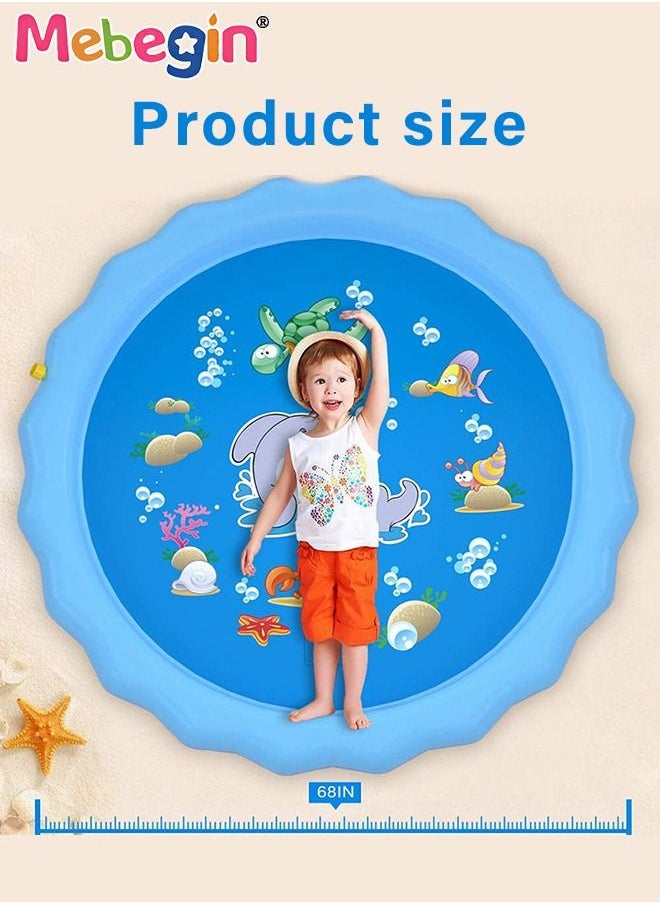 MEBEGIN - Inflatable Splash Pad, Kiddie Pool with Colorful Animal Patterns, Thickened Anti-slip Sprinkler Pad for Kids and Pets, Adjustable Water Spray Height, Easy to Transport and Store, Perfect for Playing in Garden, Backyard, Water Party and Outdoor Beach Games, 100*100cm - Image 1