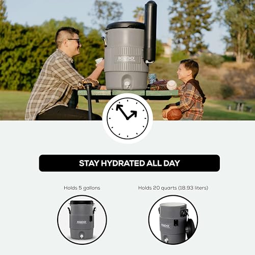 Igloo 5 Gallon Portable Sports Cooler Water Beverage Dispenser with Flat Seat Lid, Insulated Beverage Dispenser, Grey/Black - Image 3