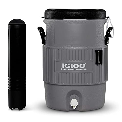 Igloo 5 Gallon Portable Sports Cooler Water Beverage Dispenser with Flat Seat Lid, Insulated Beverage Dispenser, Grey/Black - Image 4