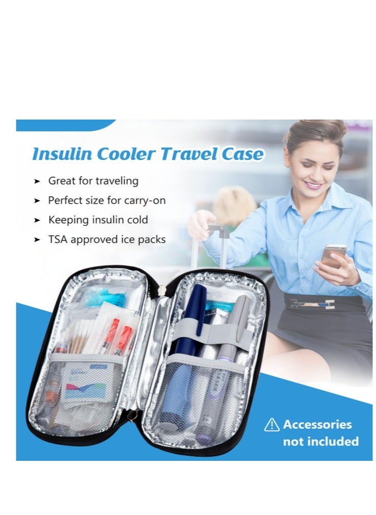 ماركة غير محددة Insulin Cooler Travel Case with 2 Ice Packs - Diabetes Bags Cooler Travel Case for Diabetic Organize Supplies Insulated Cooling Bag (Black)  - Image 2