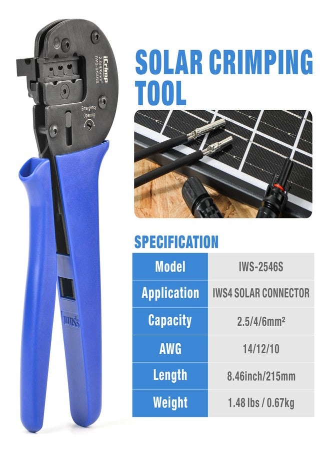 IWISS iCrimp IWS4 Solar Crimping Tools for AWG 14-10(2.5/4/6.0mm2) Solar Panel PV Cables - Image 2