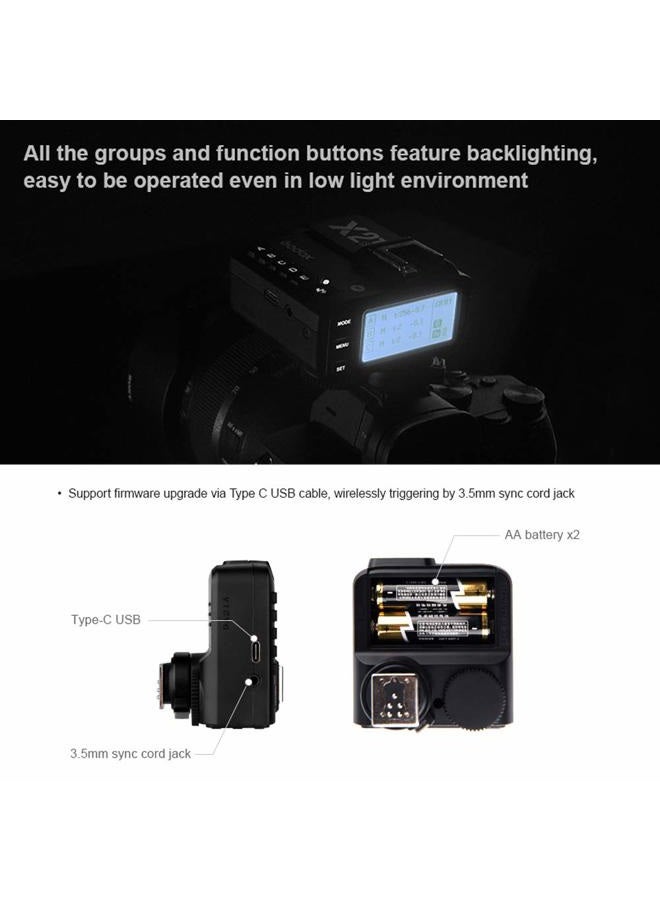 Godox X2T-C TTL Wireless Flash Trigger with Bluetooth Connection for Canon, 2.4G HSS 1/8000s,TCM Function,5 Separate Group Buttons & Quick Lock Hot-Shoe &LCD Display - Image 5