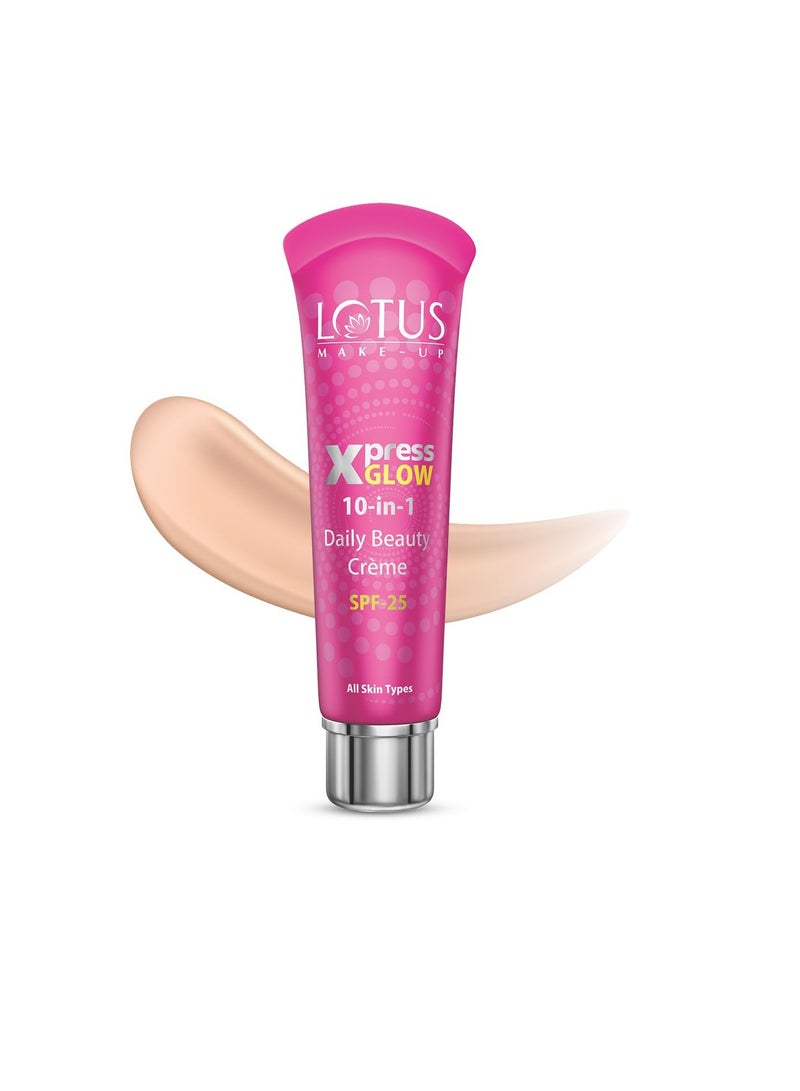 لوتس كريم التجميل اليومي Xpressglow 10 في 1 من لوتس ميك أب X2 برايت آنجل بتغطية طبيعية | عامل حماية من الشمس 25 يغطي البقع الداكنة ويفتح البشرة ومناسب لجميع أنواع البشرة - Image 1