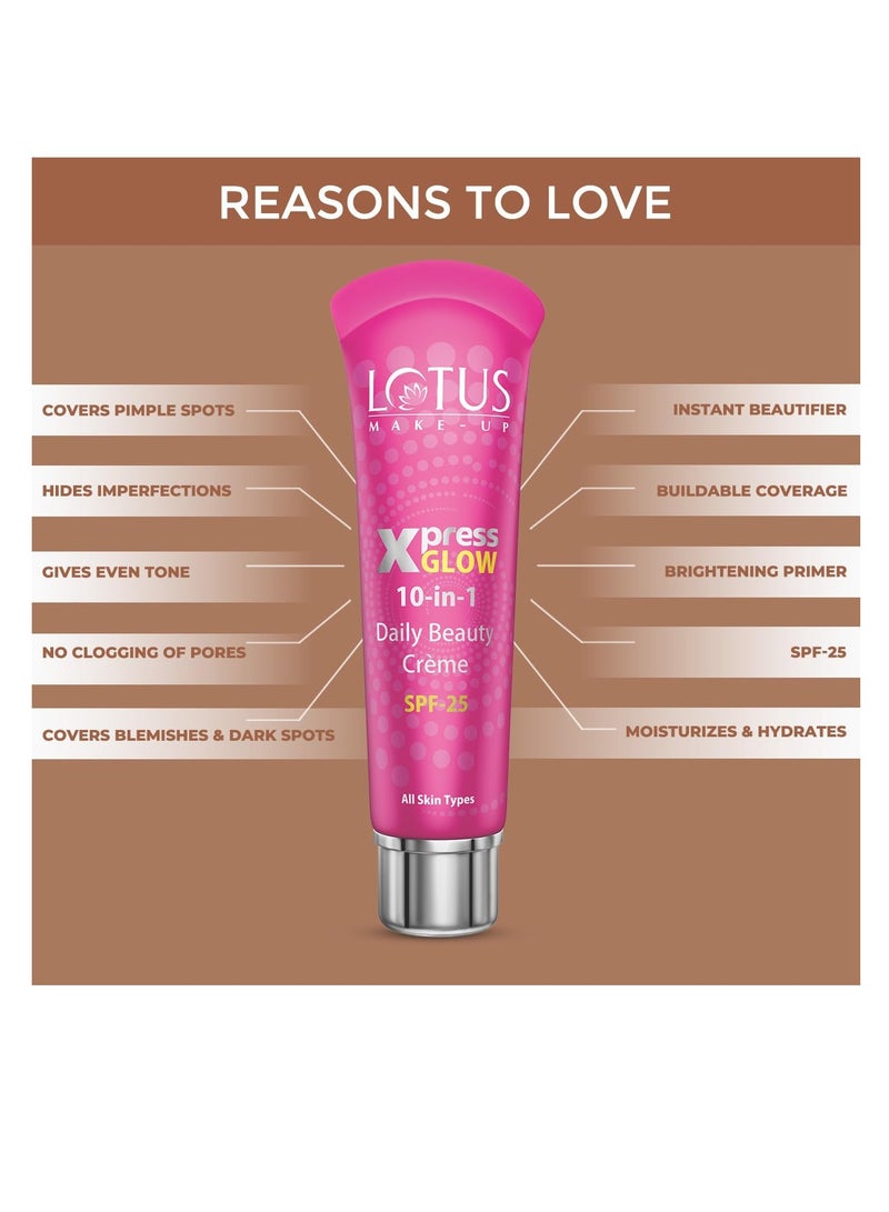 لوتس كريم التجميل اليومي Xpressglow 10 في 1 من لوتس ميك أب X2 برايت آنجل بتغطية طبيعية | عامل حماية من الشمس 25 يغطي البقع الداكنة ويفتح البشرة ومناسب لجميع أنواع البشرة - Image 2