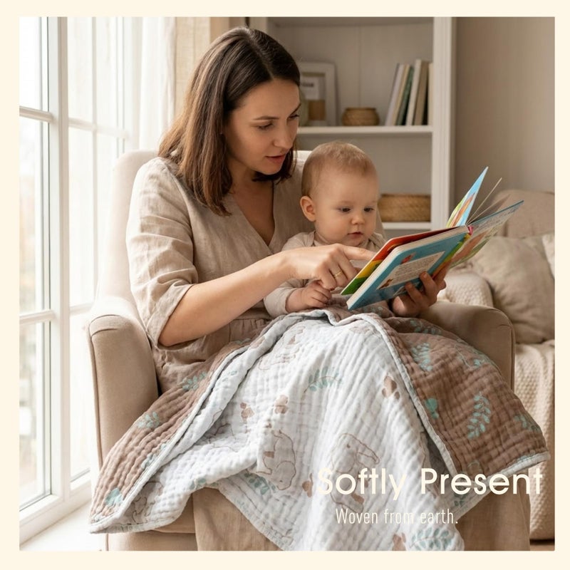 HardNok Ultra Soft Muslin Baby Blanket, A Versatile Swaddle and Bed Blanket for Babies, Toddlers, Boys, and Girls (Forest Elephant 1 Pack). - Image 5