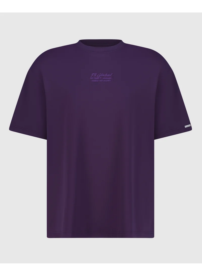 F5 Men's Oversized Embroidered T-Shirt - Purple