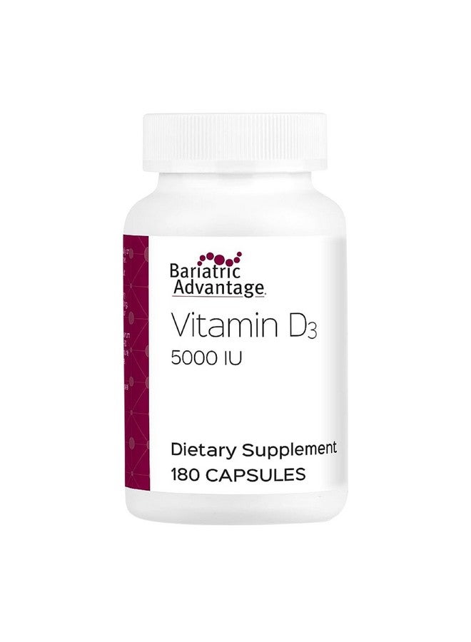 Bariatric Advantage Vitamin D3 5,000 IU - Bariatric Vitamin D Capsules - Water-Miscible - Bone Strength Support* - Easy Swallow Capsule - 180 Count - Image 1
