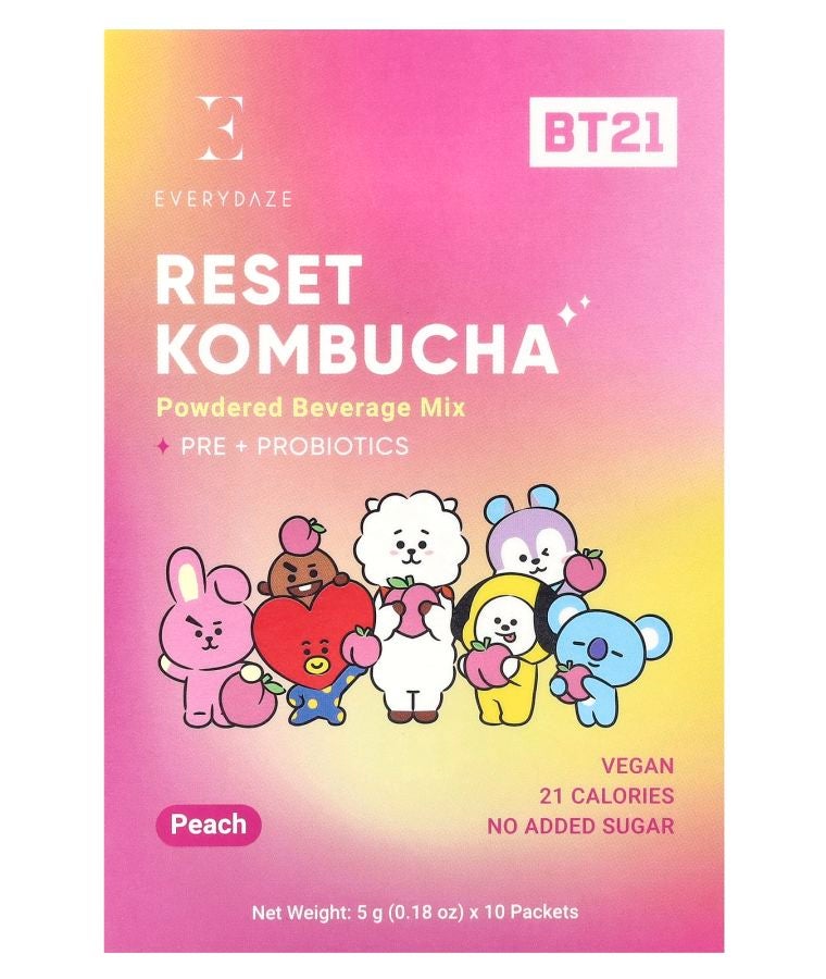 Reset Kombucha Powdered Beverage Mix Peach 10 Packets 0.18 oz (5 g) Each