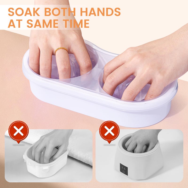 Wilfniee Dual Nail Soaking Bowl Acetone Proof: Soak Off Gel Nail Polish Dip Powder Remover Bowl- Cut the Soaking Time in Half Manicure Bowl for Salon Home (D2-White) - Image 2