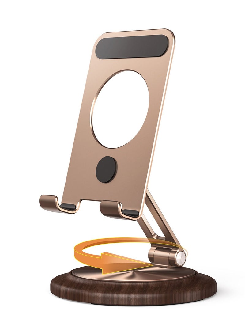 هوديوس حامل هاتف سبائك الألومنيوم حامل هاتف للمكتب ارتفاع قابل للتعديل حامل iPhone حامل iPhone قابل للطي لجميع هواتف iPhone 14/14 Plus / 14 Pro / 14 Pro Max / iPhone 13 Pro Max / 13mini ذهبي - Image 3