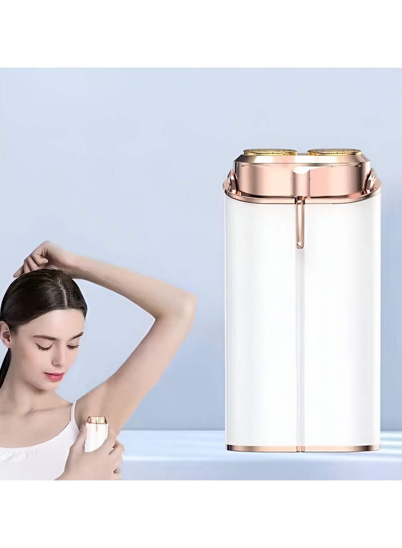 VIO Double Headed Mini Facial Women Hair Remover Eyebrow Trimmer Rechargeable Painless Precision Lipstick Style Razor Epilator with LED Light for Facial Body Hair Shaver for Lips Nose Chin Face - Image 2