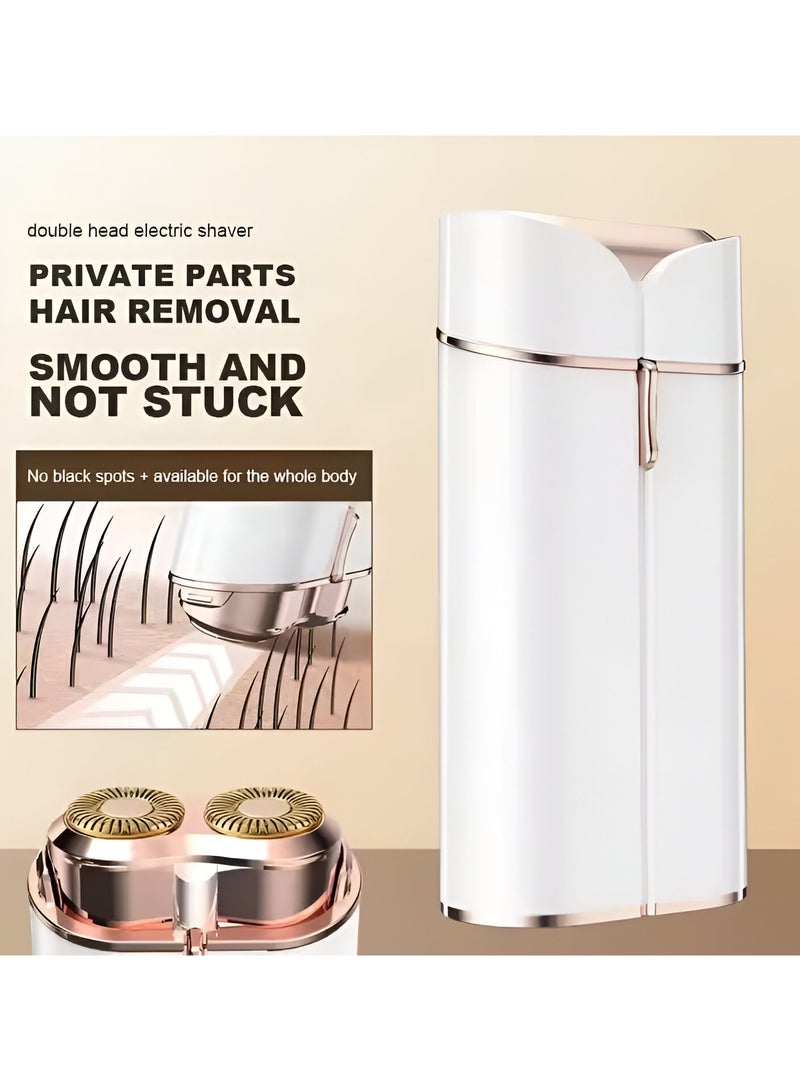 VIO Double Headed Mini Facial Women Hair Remover Eyebrow Trimmer Rechargeable Painless Precision Lipstick Style Razor Epilator with LED Light for Facial Body Hair Shaver for Lips Nose Chin Face - Image 3