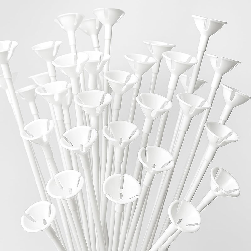 GIFTEXPRESS 60pcs 12 White Balloon Sticks Plastic Balloon Sticks with Cups for Birthday Party Wedding Anniversary Decorations - Image 3